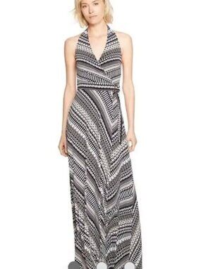White House Black Market Halter Faux Wrap Geometric Dress Size 0 NWOT